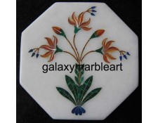 marble tile with intricate inlay work oct  5" TP-501
